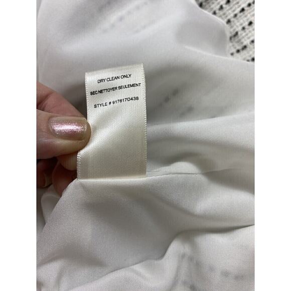 Rebecca Taylor Tweed Mini Dress White Black Size 6 Fringe Short Sleeve Lined - Picture 7 of 15